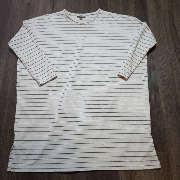 COS Oversized Striped Tunic Sweater Dress Beige Black Cotton Linen Blend Size S - Picture 6 of 12